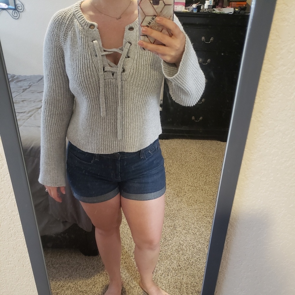 Gray cropped sweater